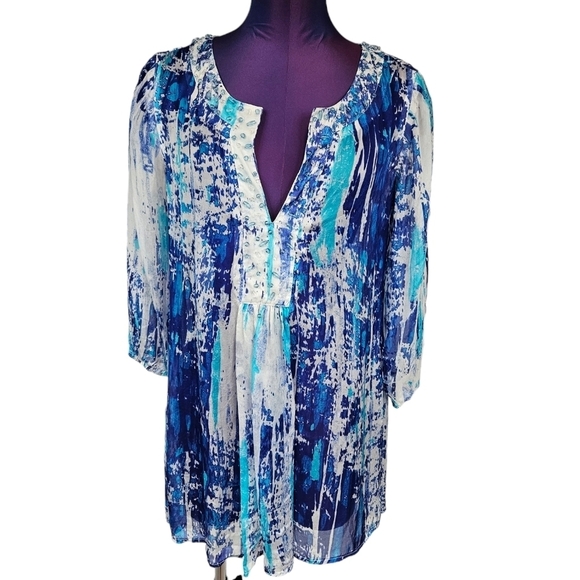 Soft Surroundings Tops - Soft Surroundings‎ Silk Tides Blue Tunic Top Cover-Up Size Small Women's D7